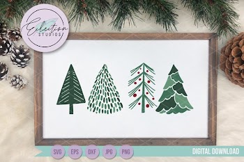 Christmas Trees SVG, Hand drawn doodle Christmas trees