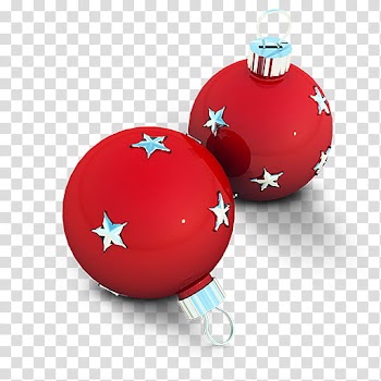 Christmas, two red baubles transparent background PNG clipart