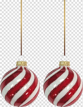 Christmas, two white-and-red baubles transparent background PNG clipart