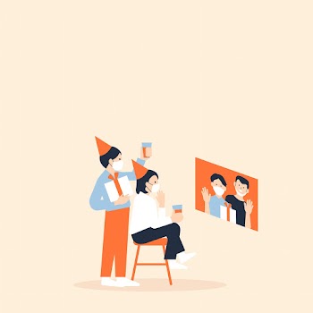 Christmas video call party psd background new normal celebration