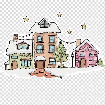 Christmas village Euclidean Snow, Snow village transparent background PNG clipart