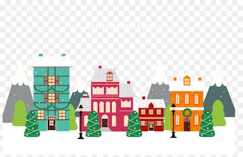 Christmas village Illustration - Festive atmosphere of a small town 