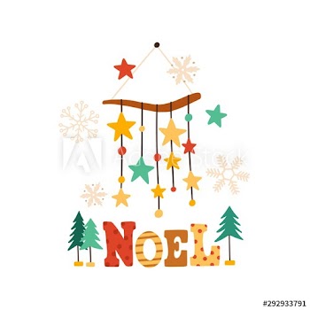 Christmas wind chimes flat vector illustration
