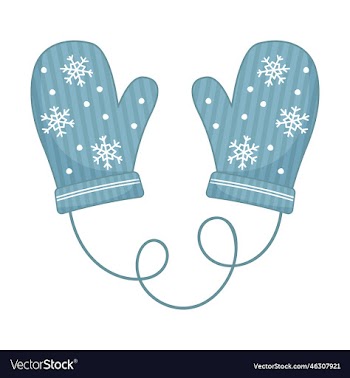 christmas winter blue mittens with snowflakes
