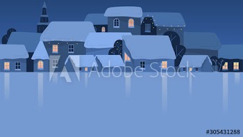 Christmas winter town vector illustration