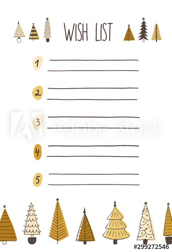 Christmas wish list hand drawn vector illustration