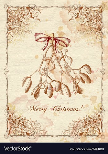 Christmas with mistletoe vector image