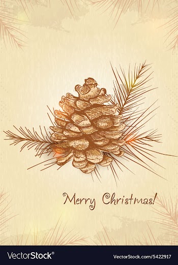 Christmas with pine cone vector image