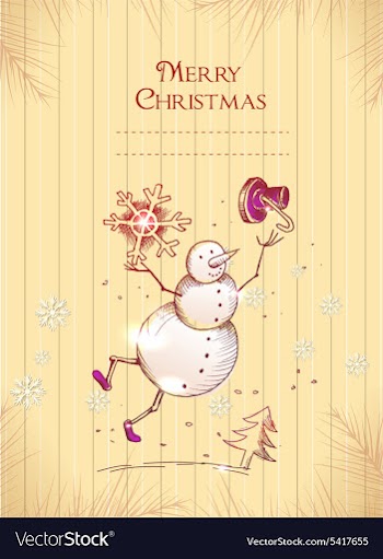 Christmas with snow man vector image