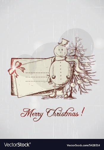 Christmas with snow man vector image