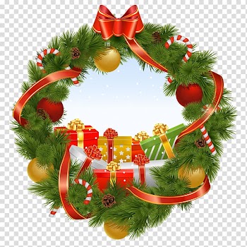 Christmas Wreath, christmas candy transparent background PNG clipart
