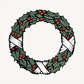 Christmas wreath   clipart, | Free Vector - rawpixel