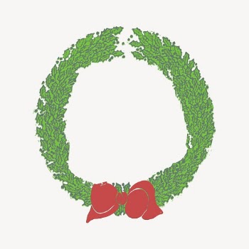 Christmas wreath clipart, vintage decoration | Free Vector - rawpixel