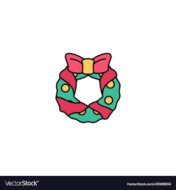 christmas wreath creative icon multicolor line