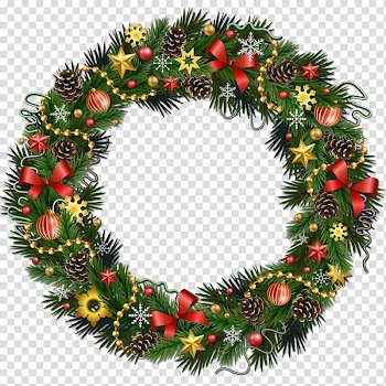 Christmas wreath , Rudolph Christmas Wreath , Christmas Pinecone Wreath with Ornaments transparent background PNG clipart
