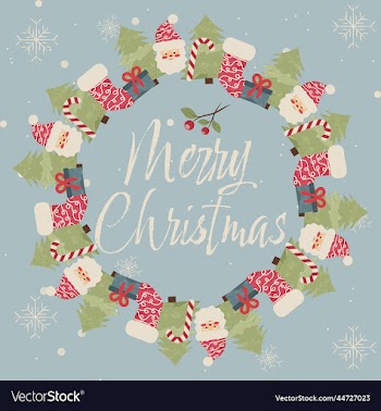 christmas wreath with merry christmas lettering