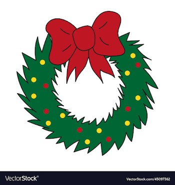 christmas wreath with red ribbon and sparkles