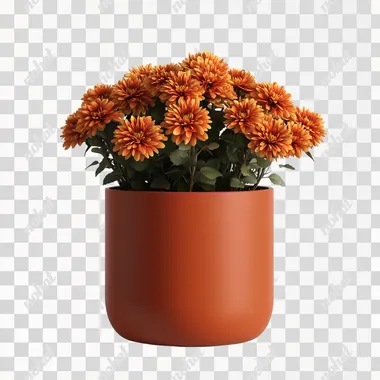 Chrysanthemums in a Modern Autumn Plant Pot