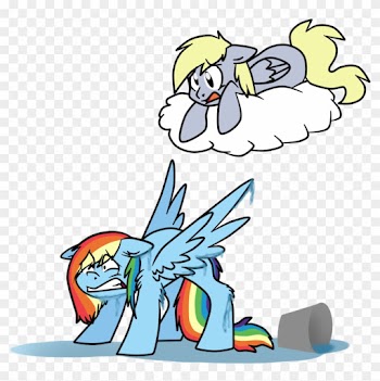 Chub-wub, Bucket, Cloud, Derpy Hooves, Duo, Female, - Cartoon