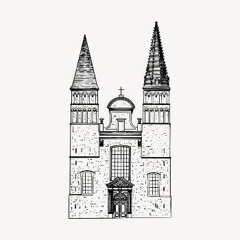 Church architecture illustration clipart vector. | Free Vector - rawpixel