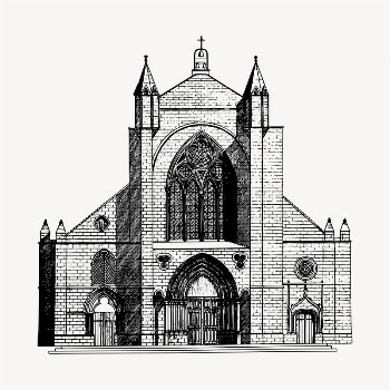 Church architecture illustration clipart vector. | Free Vector - rawpixel