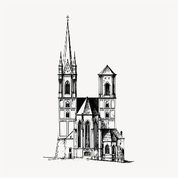 Church architecture illustration clipart vector. | Free Vector - rawpixel