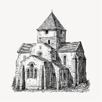 Church architecture illustration clipart vector. | Free Vector - rawpixel