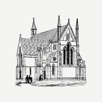 Church collage element, vintage illustration | Free PSD Illustration - rawpixel