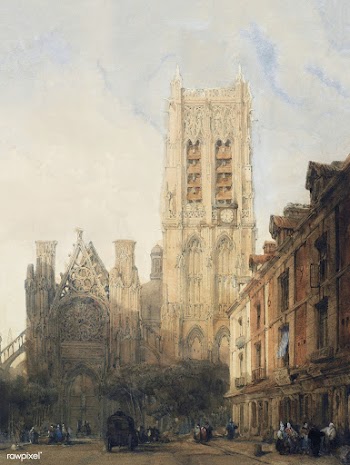 Church of St. Jacques, Dieppe (n.d.) by David Roberts. Original from M.. | Free public domain illustration - 2334398
