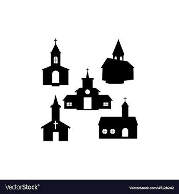 church set silhouette icon logo