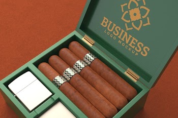 Cigar Mockup and Green Box.