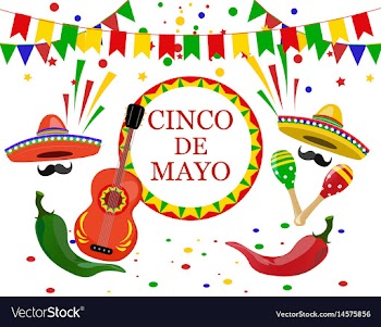 Cinco de mayo inscription in the center sombrero vector image