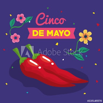cinco de mayo poster with chili pepper and decoration design