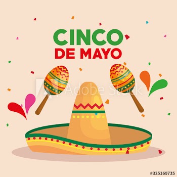 cinco de mayo poster with hat wicker and decoration design