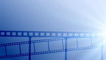 Cinema film strips blue background Free Vector