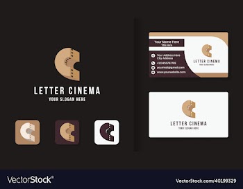 cinema letter c logo and business card design