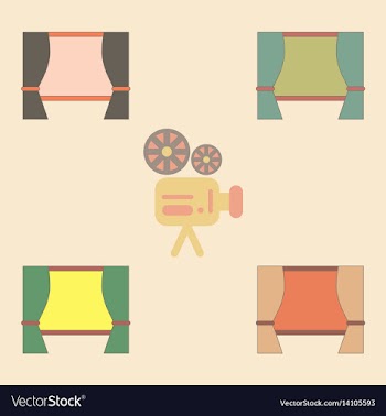Cinema screen with open curtain vector image