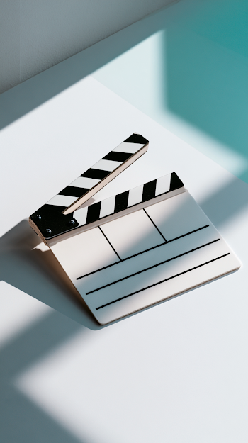 Cinematic Clapperboard on a Clean White Surface