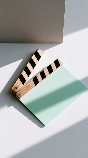 Cinematic Clapperboard on Minimalist Surface