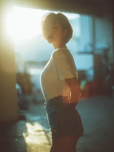 Cinematic Fashion Portrait of a Short-Haired Korean Woman Cinematic Fashion Portrait of a Short-Haired Korean Woman