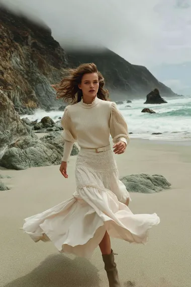 Cinematic Fashion Shot of a Woman at the Beach Cinematic Fashion Shot of a Woman at the Beach