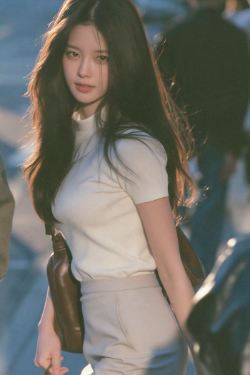 Cinematic Street Portrait of a Young Korean Woman