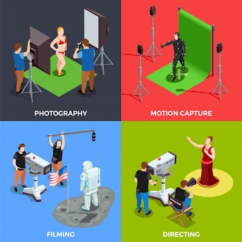 Cinematograph scene collection Free Vector