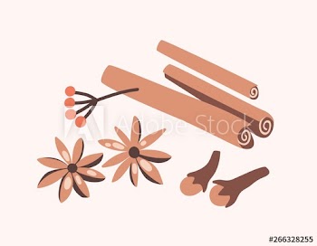 Cinnamon sticks, cloves and star anise isolated on light background