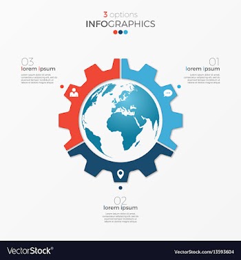  					Circle chart infographic template with globe vector image														