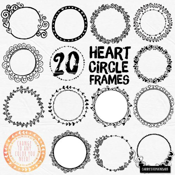 Circle Heart Border ClipArt, Wedding Monogram Frame, Transparent ...