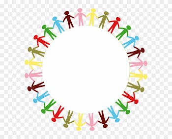Circle Holding Hands Stick People Multi Coloured Clip - Circle