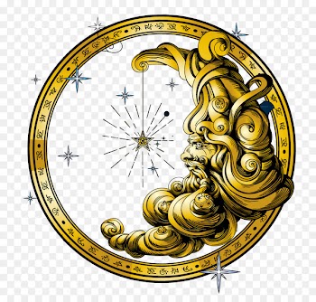 Circle Illustration - Golden moon illustration 