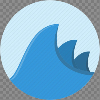 Circle, landscape, ocean, scenery, water, wave icon