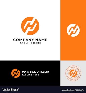 circle letter h logo design template elements